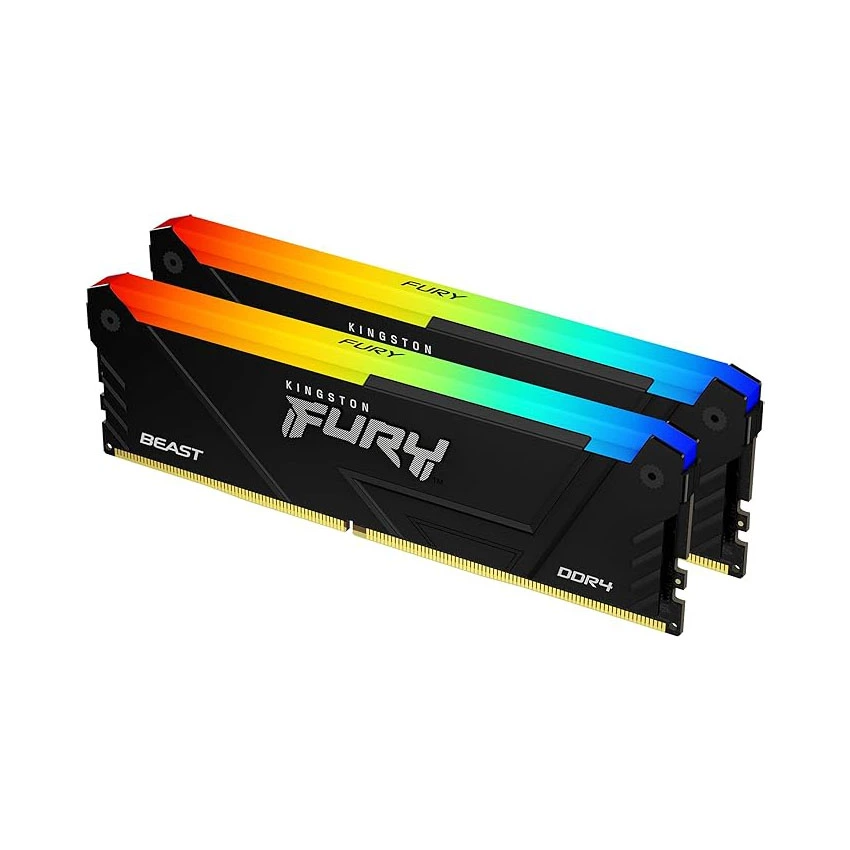 Ram Desktop Kingston Fury Beast RGB (KF436C18BB2AK2/32) 32GB (2x16GB) DDR4 3600Mhz