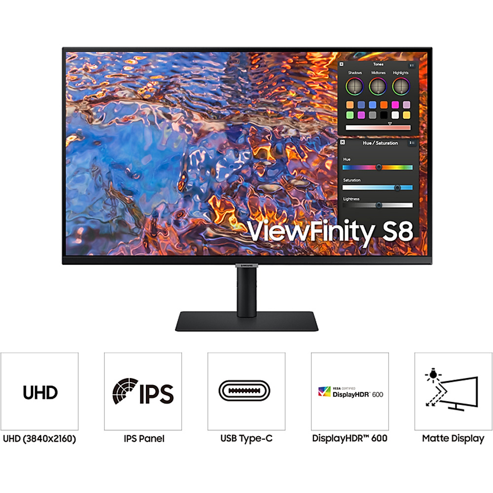 Màn hình Đồ Họa SAMSUNG ViewFinity S8 LS32B800PXEXXV (32.0 inch - 4K - IPS - 60Hz - 5ms - USB TypeC - Network RJ45)