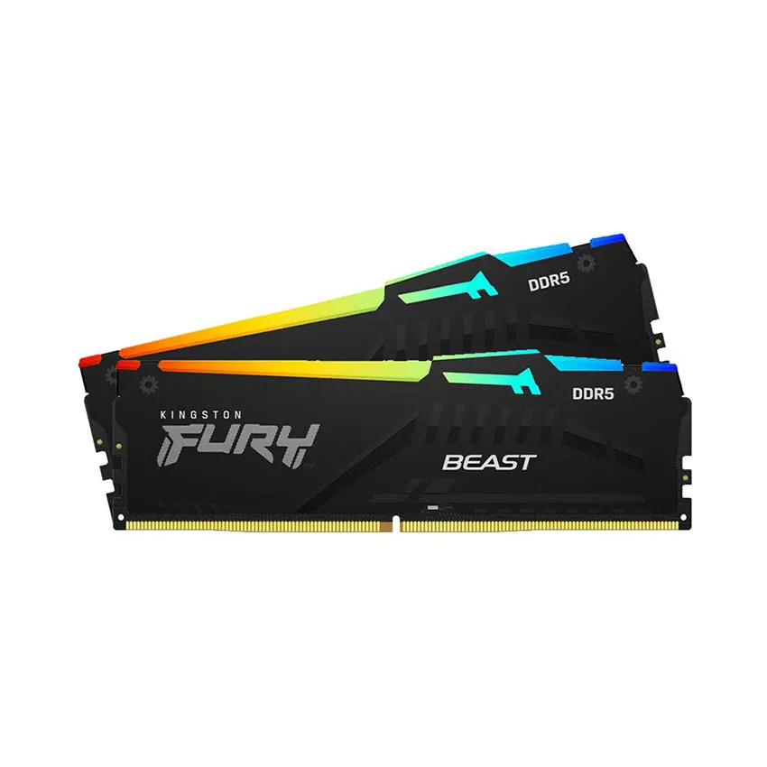 Ram Desktop Kingston Fury Beast RGB (KF560C40BBAK2-16) 16GB (2x 8GB) DDR5 6000Mhz