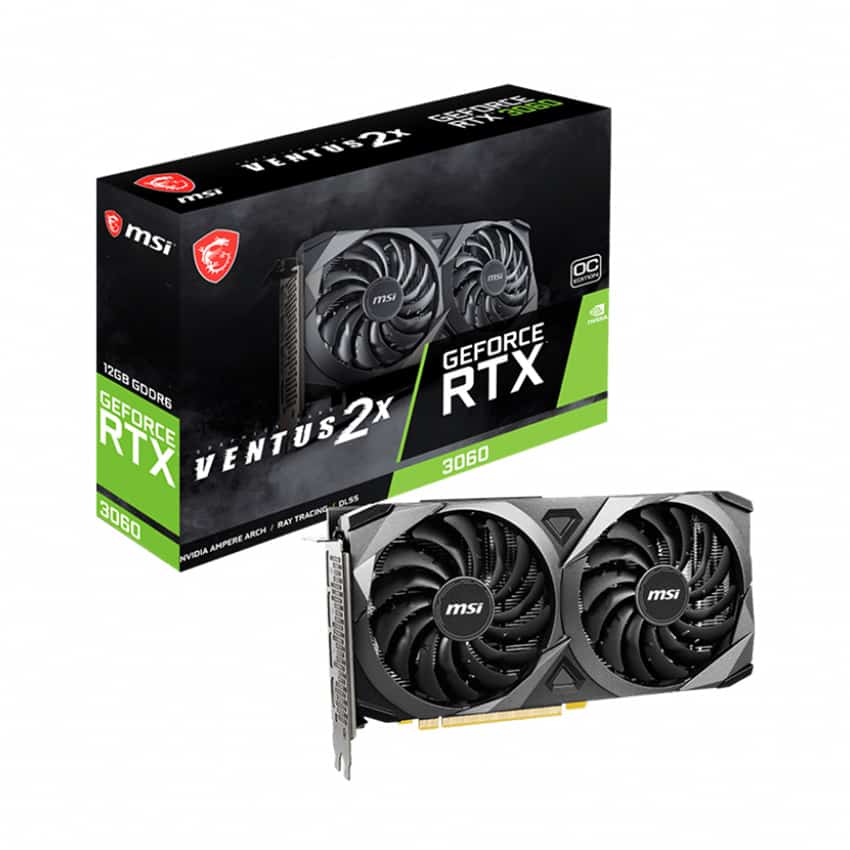 Card màn hình MSI RTX 3060 VENTUS 2X 12G OC (12GB GDDR6, 192-BIT, HDMI +DP, 1X8-PIN)